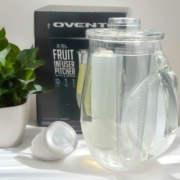 OVENTE Infused Water Pitcher 85 Ounce with Lid and Infuser Rod PIA0852C - Picture 5 of 13